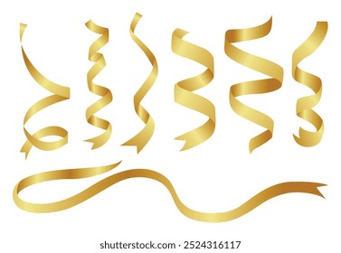 Gold ribbon vector, clipart decoration illustration, banner