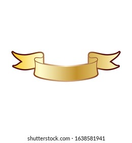 Gold ribbon vector. Royal luxury banner illustration. Vintage bow element. Blank template. Eps 10