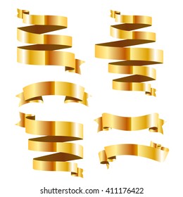 Gold Ribbon vector set for design, banner promotional item