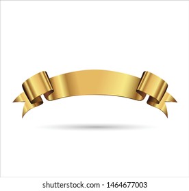 Gold ribbon vector in white background EPS