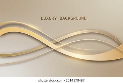 Goldband Wellen mit Glitter Lichteffekt. Luxuriöses Hintergrund-Vektordesign
