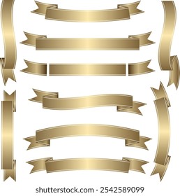 ​Set of gold ribbons banner luxury vector