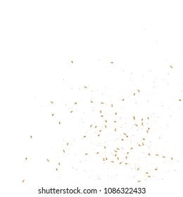 Gold ribbons confetti. Falling glitter texture. Abstract golden defocused anniversary invitation template. Yellow Wedding tinsels. Falling abstract glitter. Explosion celebrate card