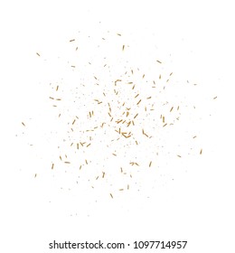 Gold ribbons confetti. Falling glitter. Bokeh background. Abstract golden defocused anniversary invitation template. Wedding golden ribbons. Falling abstract glitter. Explosion celebrate card