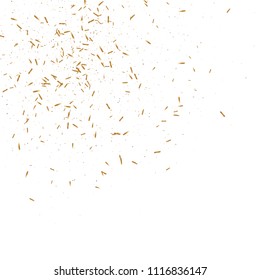 Gold ribbons confetti. Falling glitter. Bokeh background. Abstract golden defocused anniversary invitation template. Wedding golden ribbons. Falling abstract glitter. Explosion birthday card.