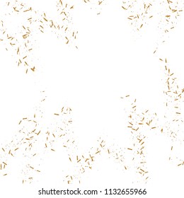 Gold ribbons confetti. Falling glitter. Bokeh texture. Abstract golden defocused anniversary invitation template. Wedding golden ribbons. Falling abstract glitter. Explosion celebrate card