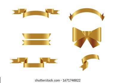 Gold ribbons isolated on white background.Vector ribbon banners