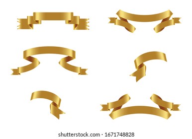 Gold ribbons isolated on white background.Vector ribbon banners