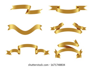 Gold ribbons isolated on white background.Vector ribbon banners