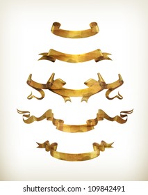 Gold ribbons, old-style vector isolated