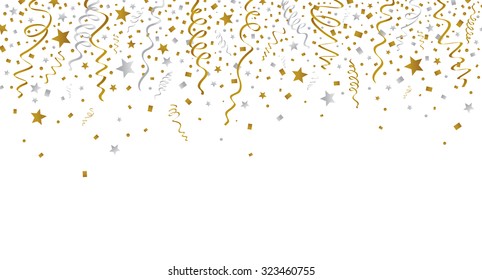 Gold ribbons on white background