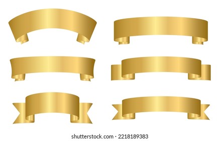 Cintas de oro conjunto de elementos gráficos de diseño plano colección.Ilustración vectorial