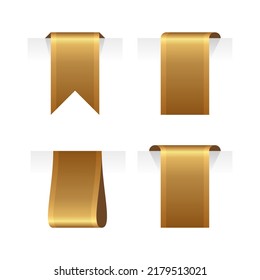 Gold Ribbons And Tags Set on White Background. Vector