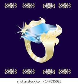gold ring with blue stone