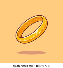 Gold Ring Cartoon Vector Icon Illustration. Finance Object Icon Concept Isolated Premium Vector. Flat Cartoon Style