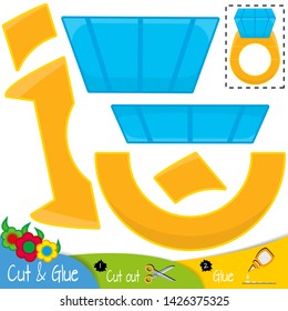 Gold ring with a diamond. Education paper game for preshool children. Vector illustration.