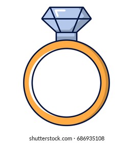 Gold ring with diamond icon. Cartoon illustration of gold ring with diamond vector icon for web design