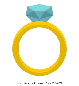 Gold ring with diamond icon flat isolated on white background vector illustration