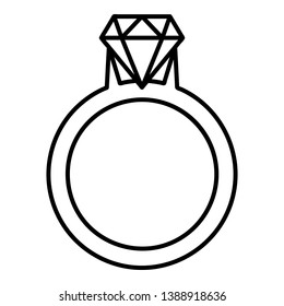Gold ring with a diamond icon. Outline gold ring with a diamond vector icon for web design isolated on white background