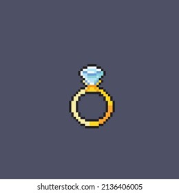 gold ring with diamond in pixel style