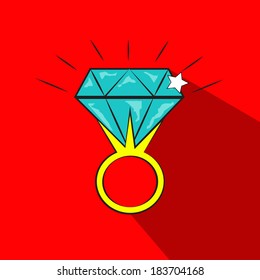 gold ring with a diamond stone.