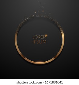 Gold ring with dots on black background