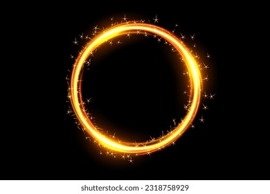 Gold Ring of Fire with Sparkler Firework, Vector Illustration