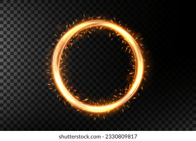Gold Ring of Fire with Sparkler Firework, Vector Illustration