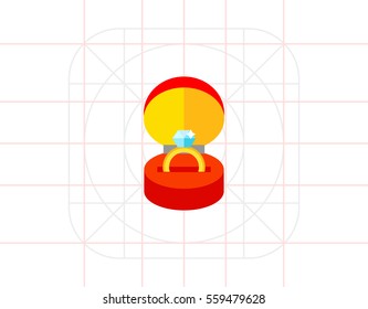 Gold Ring with Gemstone in Box Icon