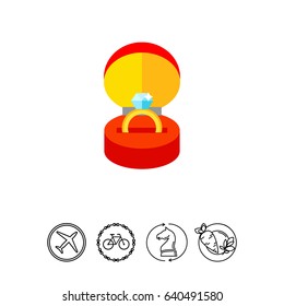 Gold Ring with Gemstone in Box Icon
