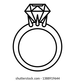 Gold ring with gemstone icon. Outline gold ring with gemstone vector icon for web design isolated on white background