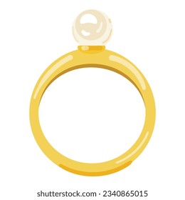 Gold ring icon cartoon vector. Pearl bracelet. Golden diamond