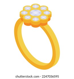 Gold ring icon isometric vector. Golden ore. Stone industry