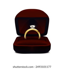 A gold ring in a jewelry box. vector illustration