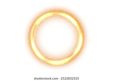 Efeito de luz de anel de ouro isolado no fundo branco, ilustração de vetor
