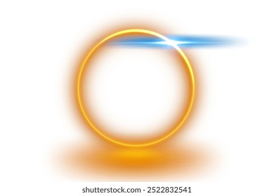 Gold Ring Light Effect Isolated on White Background, Vector Illustration