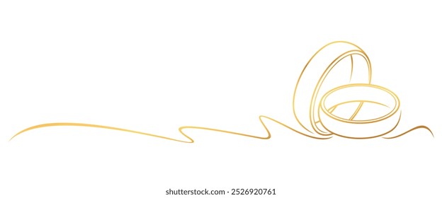 gold ring line art style. illustration of a pair of rings. wedding vector elements