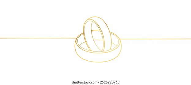 gold ring line art style. illustration of a pair of rings. wedding vector elements