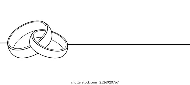 gold ring line art style. illustration of a pair of rings. wedding vector elements