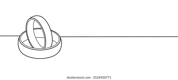 gold ring line art style. illustration of a pair of rings. wedding vector elements