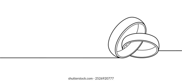 gold ring line art style. illustration of a pair of rings. wedding vector elements