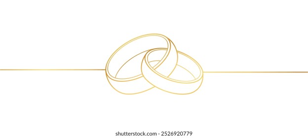 gold ring line art style. illustration of a pair of rings. wedding vector elements