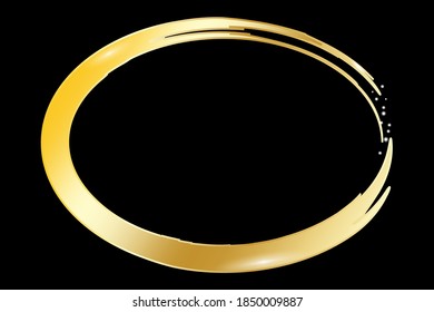 Anillo de oro sobre fondo negro. Resumen del fondo de la luz del círculo dorado. Movimiento abstracto. Imagen de archivo.