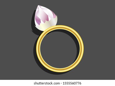 Gold ring with pink diamond.