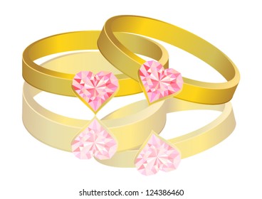 Gold ring with pink heart gemstone