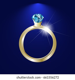Gold ring with precious stone
