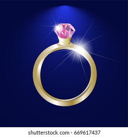 Gold ring with precious stone