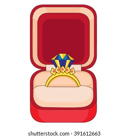 gold ring in a red gift box vector illustration