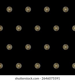 Gold Ring Round Shape Seamless Pattern. Vintage Golden Gradient Textile Texture Circle Geometric Shape. Retro Style Fabric Decor Element Contour Outline. Goldy Frame Button Shape Symbol