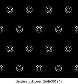 Gold Ring Round Shape Seamless Pattern. Vintage Golden Gradient Textile Texture Circle Geometric Shape. Retro Style Fabric Decor Element Contour Outline. Goldy Frame Button Shape Symbol